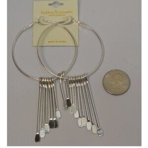 Women Fashion Hoop Earrings SILVER Tones FASHION ACCESSORIES Leverback Fastener